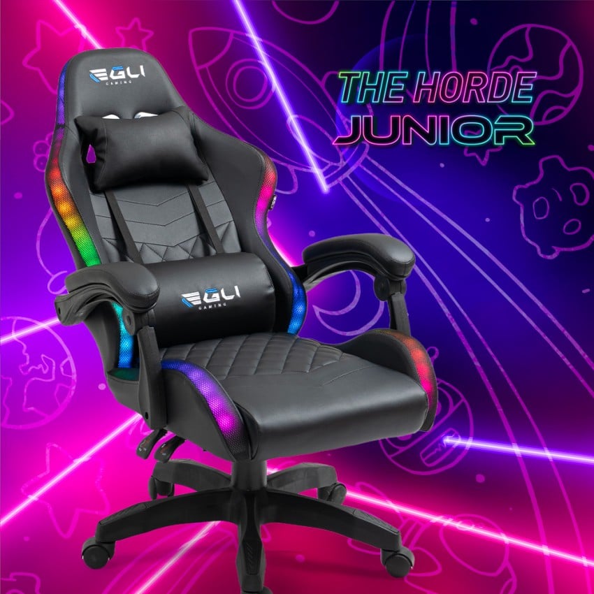 Chaise de gaming ergonomique pour enfants avec LED RGB The Horde Junior