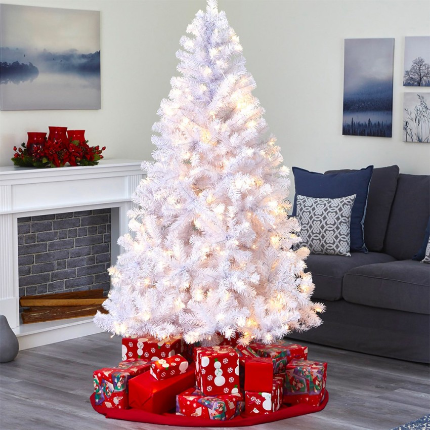 Zermatt albero di Natale bianco artificiale 240cm realistico extra folto