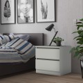 Comodino 2 cassetti legno bianco camera da letto moderno Harlene Promozione