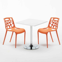 Tavolino Quadrato Bianco 70x70cm Con 2 Sedie Interno Gelateria Cocktail Caratteristiche