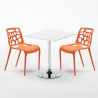 Tavolino Quadrato Bianco 70x70cm Con 2 Sedie Interno Gelateria Cocktail Caratteristiche