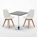 Tavolino Quadrato Nero 70x70cm Con 2 Sedie Interno Nordica Mojito Misure