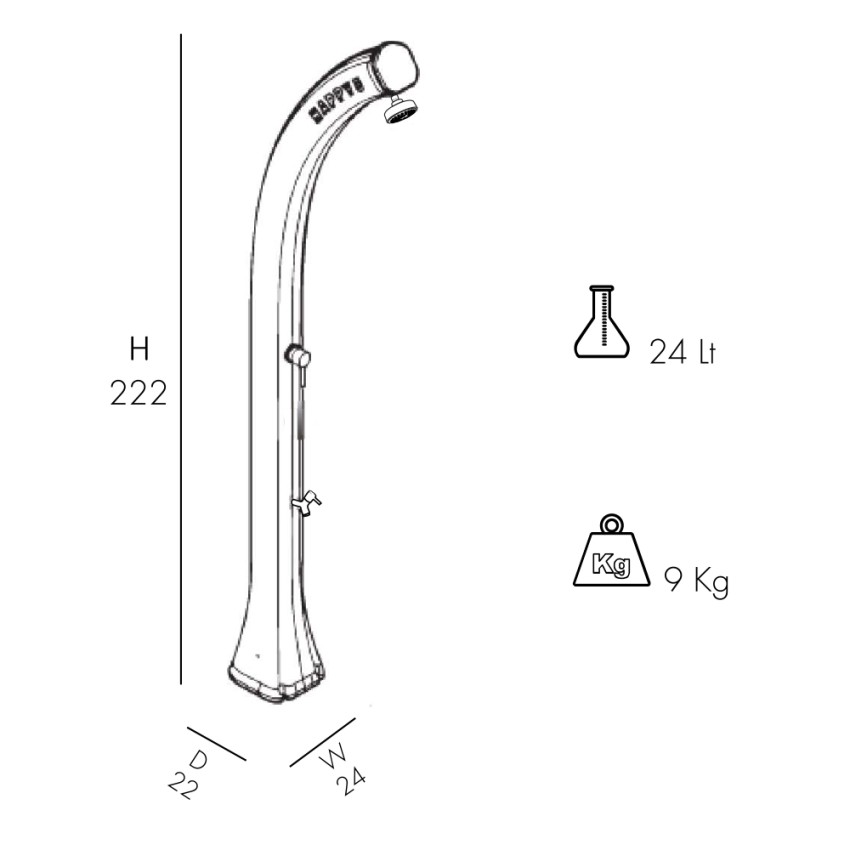 Doccia solare da giardino Happy XL Arkema 35 Lt