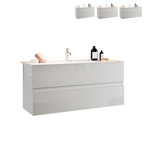 Mobile bagno sospeso moderno lavabo 2 cassetti bianco lucido Add Promozione