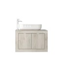 Mobile bagno sospeso con lavabo e 2 ante in legno bianco moderno Alon Prezzo