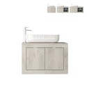 Mobile bagno sospeso con lavabo e 2 ante in legno bianco moderno Alon Offerta