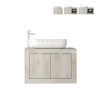 Mobile bagno sospeso con lavabo e 2 ante in legno bianco moderno Alon Offerta