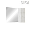 Specchiera bagno con luce LED e colonna sospesa 1 anta legno bianco Evin Promozione