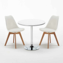 Tavolino Rotondo Bianco 70x70cm Con 2 Sedie Interno Nordica Long Island Scelta