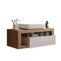 Mobile bagno moderno sospeso con lavabo cassetto legno bianco Kura BW