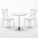 Tavolino Rotondo Bianco 70x70cm Con 2 Sedie Interno Vintage Long Island Scelta