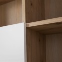 Libreria soggiorno moderna legno rovere 2 ante bianco lucido Sharon Sconti