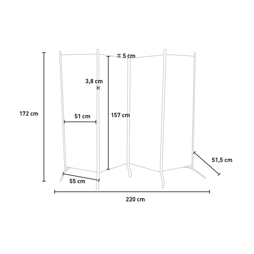 Divida separè pieghevole 172x220cm paravento interno esterno balcone