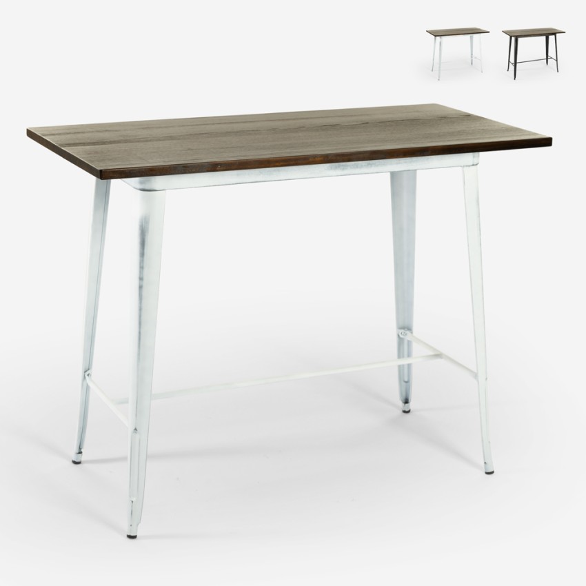 Catal Brush tavolo bar alto sgabelli vintage industriale 120x60x106cm