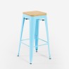 Sgabello alto bar cucina Tolix h76cm industriale top legno Steel Up Wood