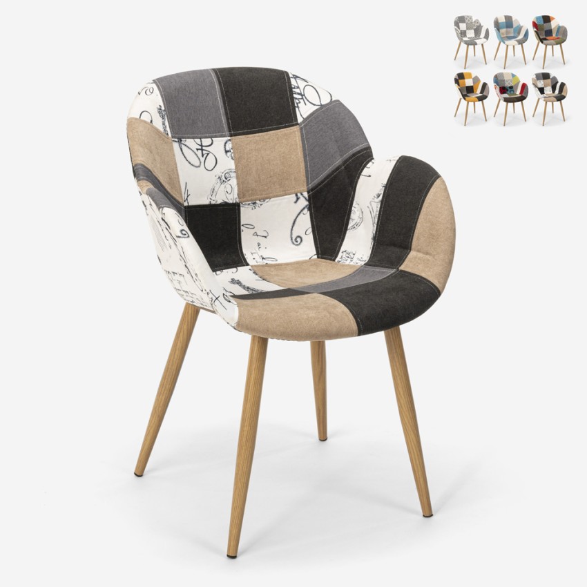Sedia poltrona design patchwork nordico salotto cucina studio Finch Stock