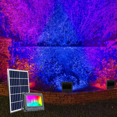 Faretto LED con pannello solare proiettore RGB Bluetooth Toscor M Promozione