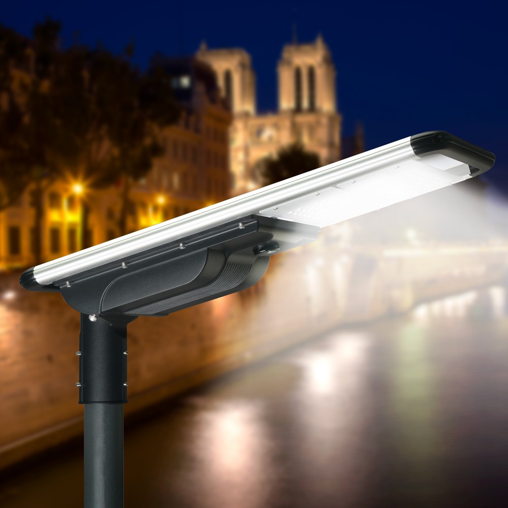 Lampione stradale solare luce LED 40W con sensore telecomando Colter M