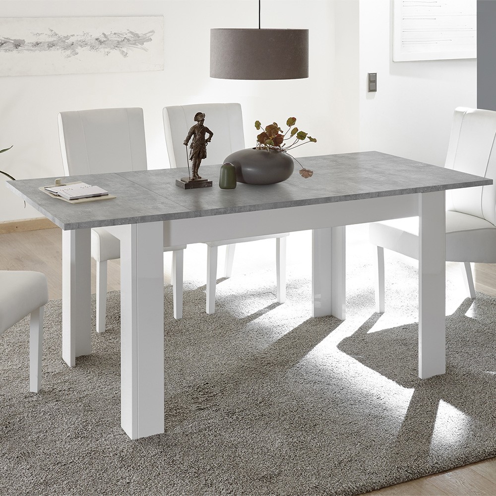 Tavolo allungabile 90x137-185cm bianco lucido grigio cemento Sly Basic