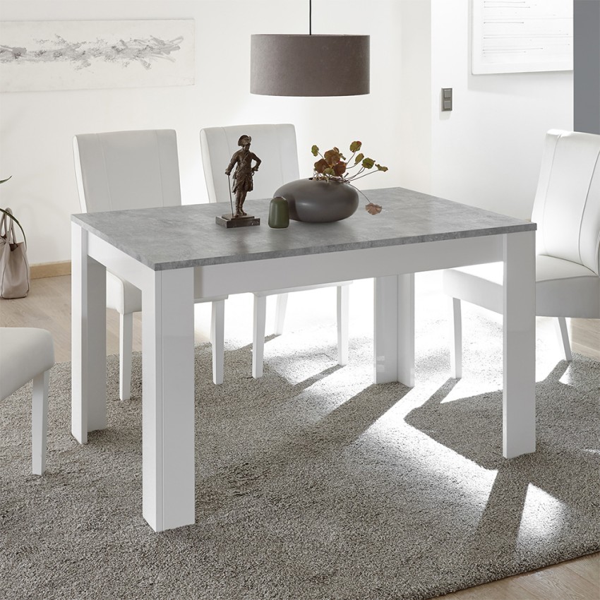 Sly Basic tavolo allungabile 90x137-185cm bianco lucido grigio cemento