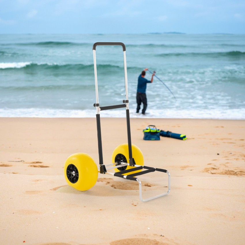 Ariel carrello da spiaggia trolley pesca surfcasting mare 2 ruote larghe