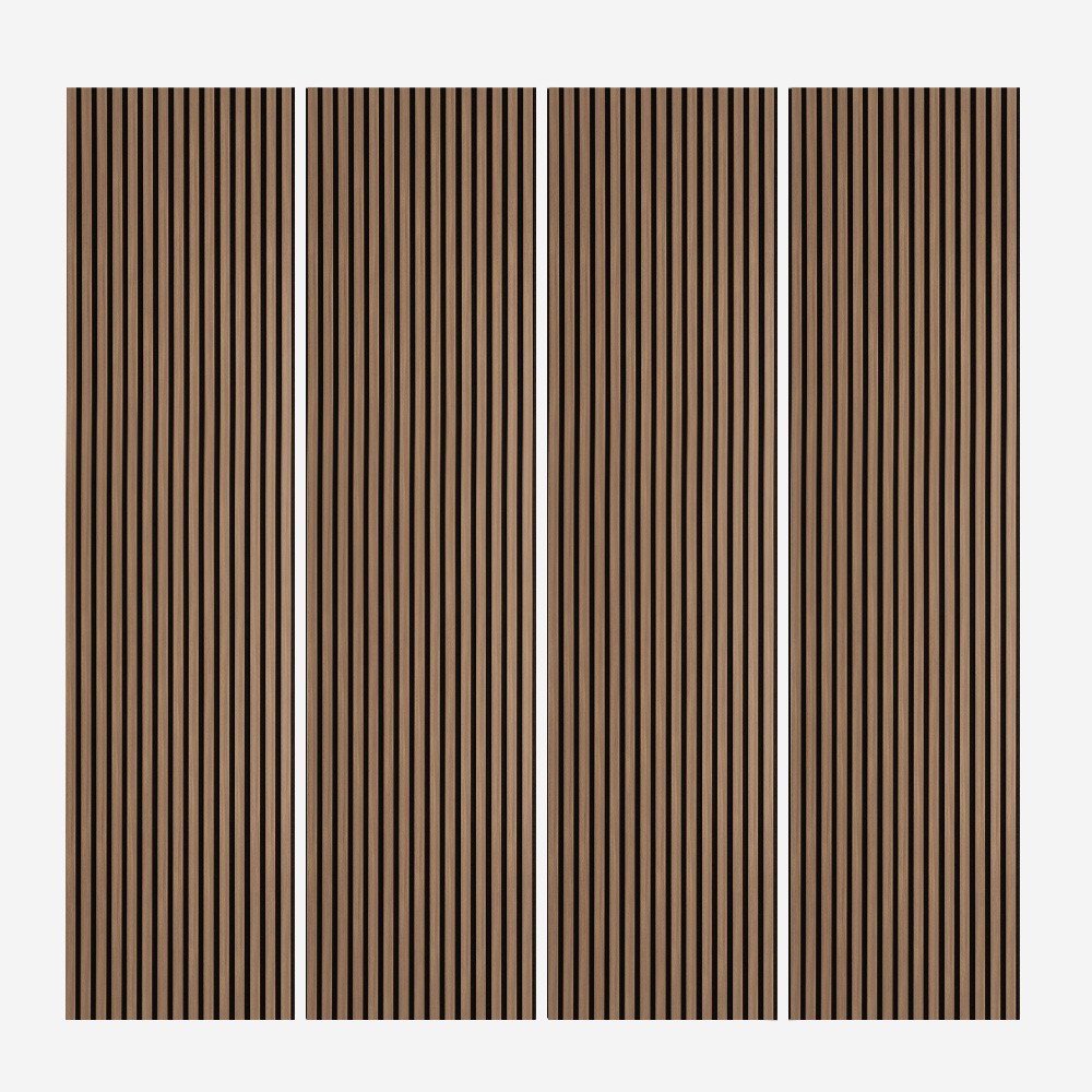 4 x pannello fonoassorbente decorativo 240x60cm murale legno noce Kover-NS