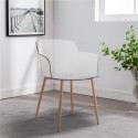 Sedia in policarbonato trasparente con braccioli e gambe legno Suntree Sconti