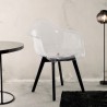 Sedia poltroncina moderna policarbonato trasparente gambe legno Arinor Saldi