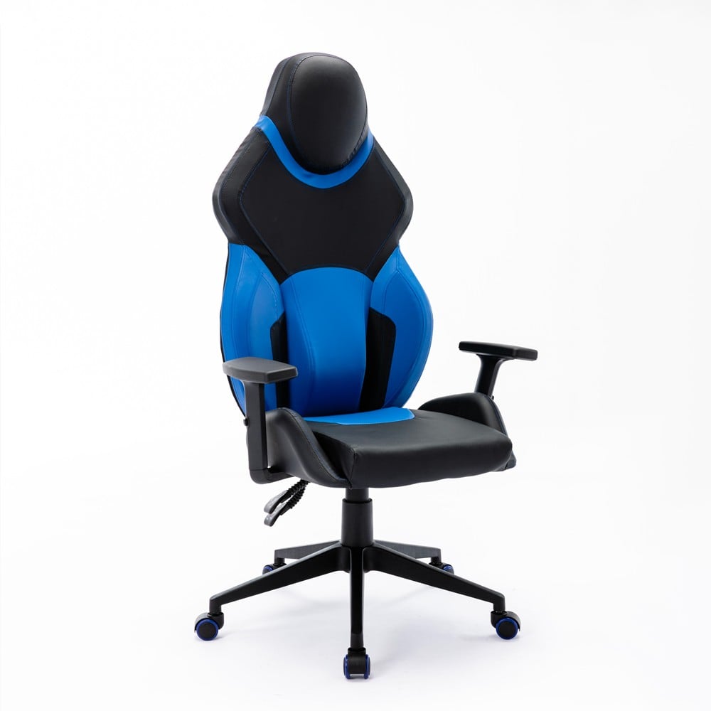 Sedia poltrona gaming ergonomica similpelle nero blu Portimao Sky