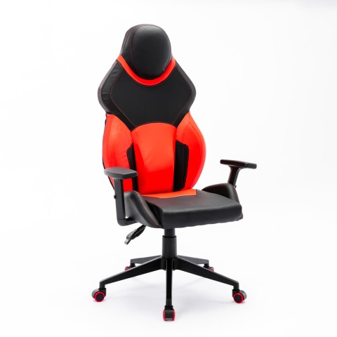 Sedia gaming ergonomica regolabile similpelle rosso nero Portimao Fire Promozione