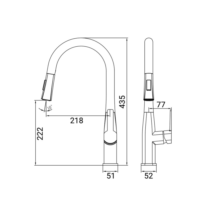 Cucina miscelatore per lavello a bocca alta e girevole con doccetta  estraibile codice prod: DSV16339 SCELTO DA DESIVERO Ottone