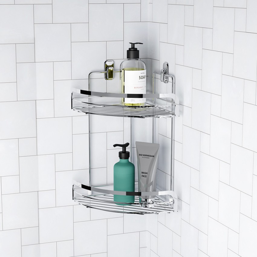 Compact mensola doccia angolare in acciaio due livelli per bagno