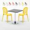 Tavolino Quadrato Nero 70x70cm Con 2 Sedie Interno WEDDING Mojito Promozione