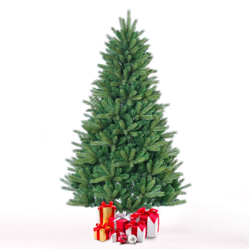 Albero di Natale alto 210cm classico verde artificiale rami finti Melk Promozione