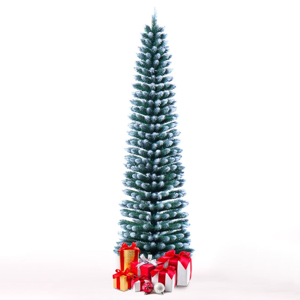 Albero di Natale innevato artificiale slim 210cm salvaspazio Kalevala