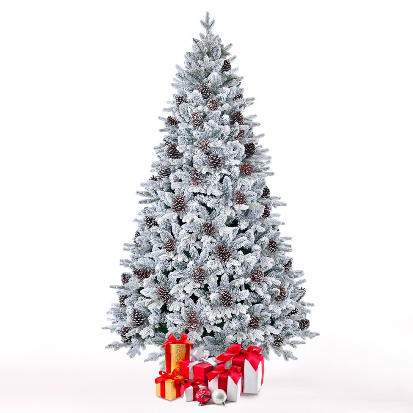 Albero di Natale artificiale addobbato innevato 240cm con pigne Uppsala