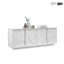 Credenza madia design moderno 4 ante effetto marmo 180x43x79cm Athens Vendita