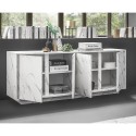 Credenza madia design moderno 4 ante effetto marmo 180x43x79cm Athens Modello