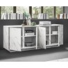 Credenza madia design moderno 4 ante effetto marmo 180x43x79cm Athens Modello