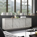 Credenza madia design moderno 4 ante effetto marmo 180x43x79cm Athens Saldi