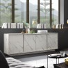 Credenza madia design moderno 4 ante effetto marmo 180x43x79cm Athens Saldi