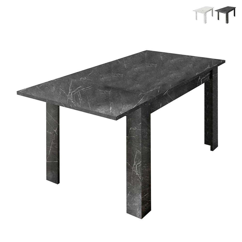 Tavolo da pranzo allungabile effetto marmo 90x137-185cm moderno Auris