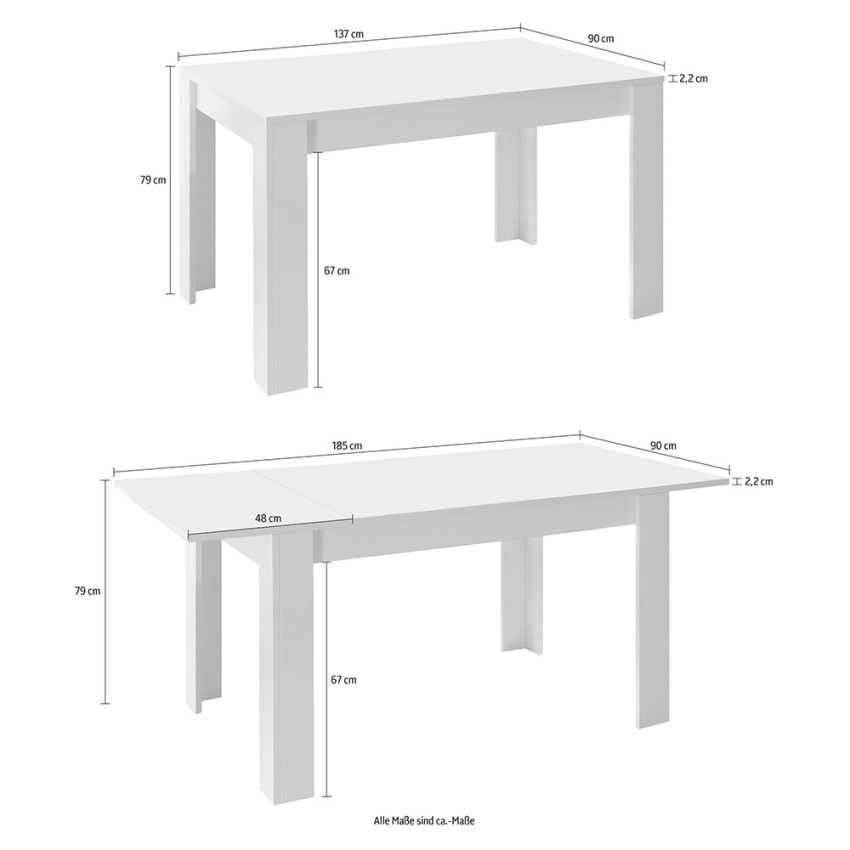 Tavolo Allungabile Rovere Bianco, 140/190x90cm in vendita online