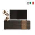 Mobile porta TV design moderno 3 ante grigio legno 181x44x86cm Suite Sconti