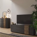 Mobile porta TV design moderno 3 ante grigio legno 181x44x86cm Suite Misure