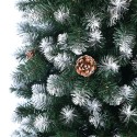 Albero di Natale 180cm innevato verde addobbato con pigne Poyakonda Saldi