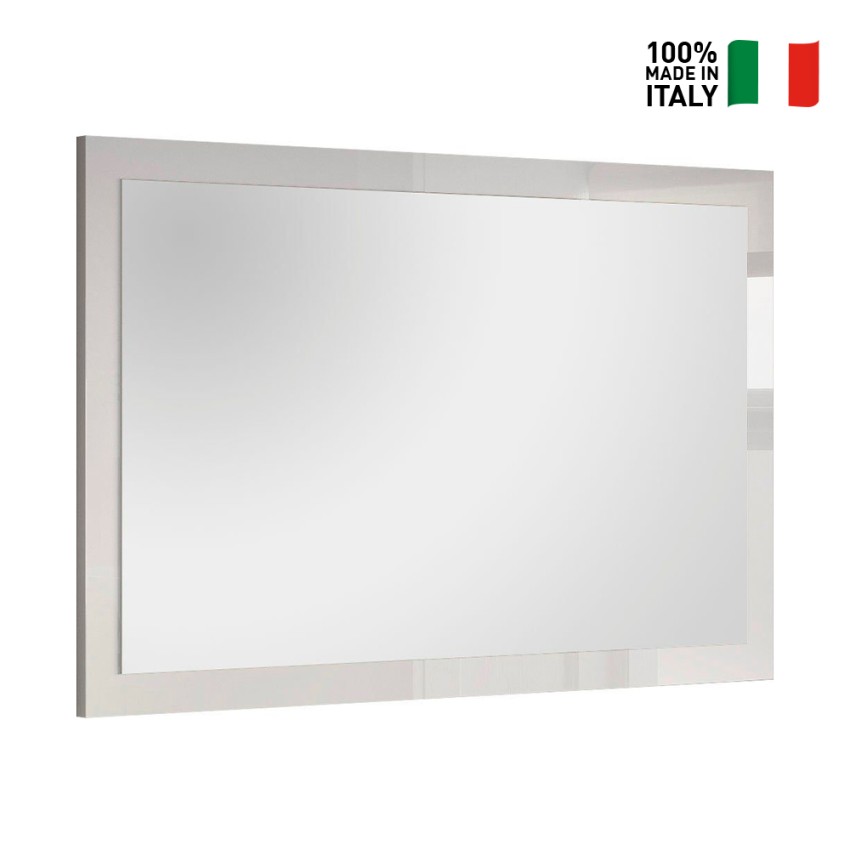 Nadine specchio moderno 110x60cm parete ingresso cornice bianco lucido