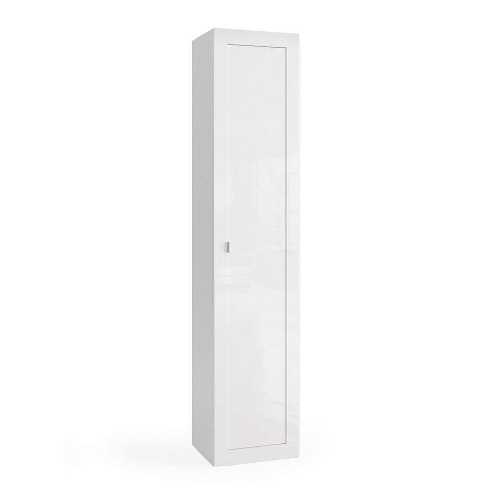 Mobile armadio a colonna bagno 1 anta contenitore bianco lucido Telma