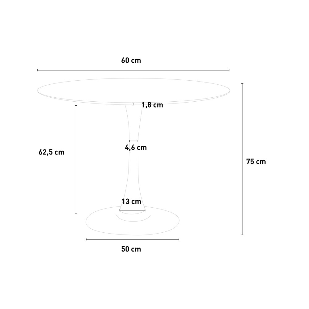 Tavolo Tulipan rotondo 100cm bar cucina sala da pranzo nero bianco Tulipan