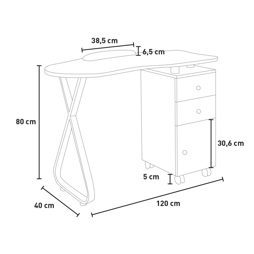 Tavolo da Manicure con Struttura in Metallo Scrivania per Unghie con  Cassetti di Stoccaggio Attrezzatura per la Spa del Salone di Casa (Size :  140 * 40 * 78cm) : : Bellezza